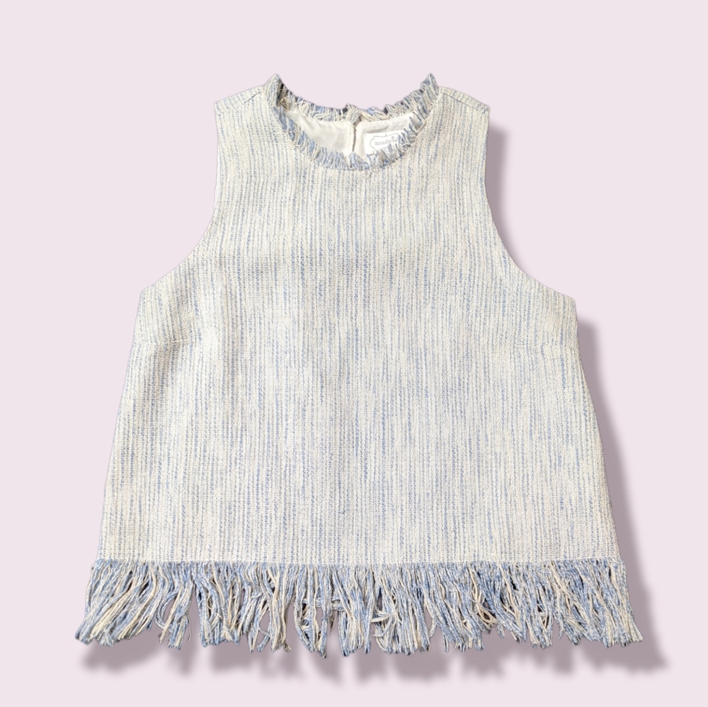 Mudpie Tweed Fringe Sleeveless Top